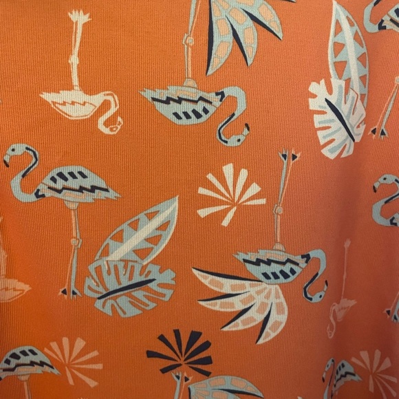 Nicklaus Polo Shirt Men L Orange & Blue Flamingos Floral Eco Choice Golf - Picture 3 of 5